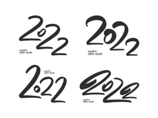 Wall Mural - vector illustration: set of handwritten brush lettering of 2022. happy new year. chines calligraphy.