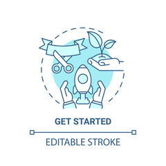 Wall Mural - get started blue concept icon. social entrepreneurship abstract idea thin line illustration. launch 