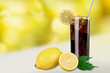 Wall Mural - a lemon juice iced coffee with fresh citrus