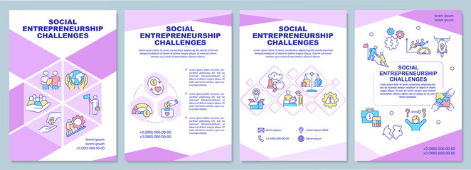 Social entrepreneurship challenges brochure template. Flyer, booklet, leaflet print, cover design with linear icons. Vector layouts for presentation, annual reports, advertisement pages