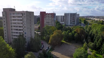 Wall Mural - Apartment buildings on the edge of Wlochy and Ochota districts of Warsaw, capital of Poland, 4k drone footage