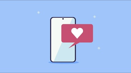 Wall Mural - smartphone and heart social media animation