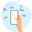 © Irina - Customer reviews, positive feedback, quality assessment, the concept of an online survey in mobile.Customer, user satisfaction.  flat vector illustration