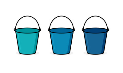 Wall Mural - three buckets filled outline icon. clipart image isolated on white background
