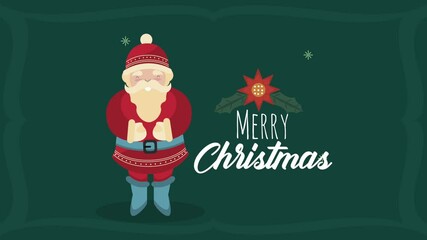 Sticker - merry christmas lettering with santa claus animation