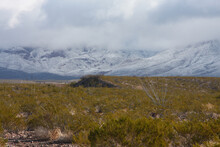 Franklin Mountains On The Westside Of El Paso, Texas, Covered In Snow Looking Towards Trans Mountain Road