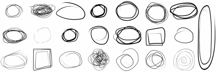 Scribble circle drawn in scetch. Hand draw circle line. Scribble circle. Scribble. Line style. Vector illustration