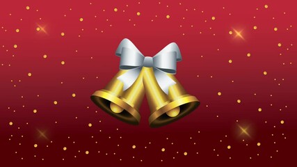 Sticker - happy merry christmas animation with golden bells