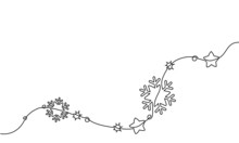 Merry Christmas Decoration. Continuous One Line Drawing Art