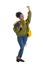 Wall Mural - Female high school student on white