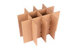 © Iryna Mylinska - Cardboard grid or box cell deviders package for glass bottles packaging and transportation isolated on white. Adjustable carton box devider made with recycled corrugated cardboard. Selective focus