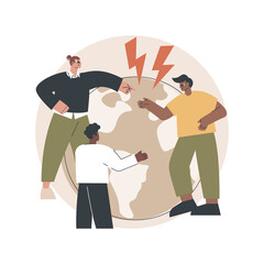 Wall Mural - Social conflict abstract concept vector illustration. Social relations, interaction power, conflict between classes, multiracial angry people, school bullying, abuse, aggressive abstract metaphor.