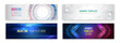 © arthead - Set of modern banner templates for websites. Abstract social media cover design. Horizontal header web background. High tech design with technological elements. Science and digital technology concept