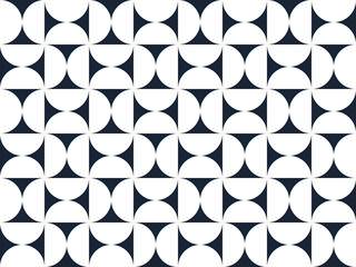 Abstract vector geometric seamless pattern, black and white simple geometric elements repeat tiles, wallpaper or website background, design background in retro style.