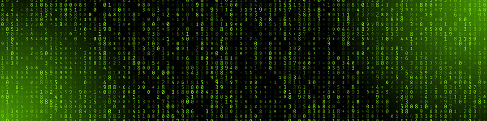 Wall Mural - A stream of binary matrix code on the screen. numbers of the computer matrix.