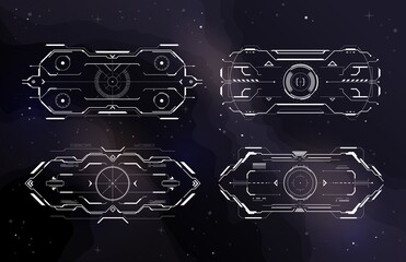 Wall Mural - hud aim control frame interface futuristic target screen. vector ski-fi monitors, digital ui techno 