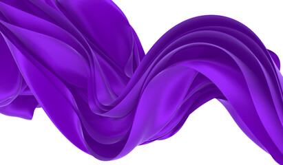 beautiful flowing fabric of violet wavy silk or satin. 3d rendering image.