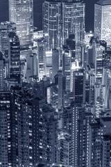  High rise building in Hong Kong city at night