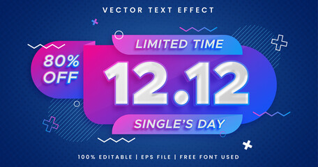 Wall Mural - 1212 single's day sale, colorful text effect template