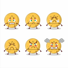 Poster - Dalgona candy triangle cartoon character with various angry expressions