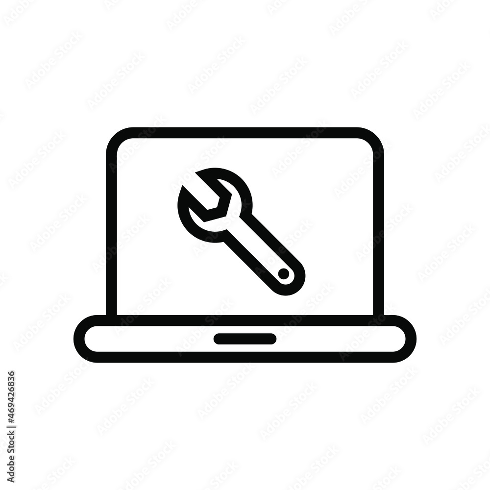 Laptop maintenance icon vector graphic
