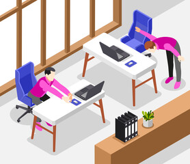 Wall Mural - Office Stretches Isometric Background