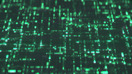 Green big data flow technology background 3D render