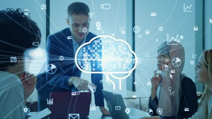 Aufkleber - AI (Artificial Intelligence) concept. Business nwtwork. Digital transformation.