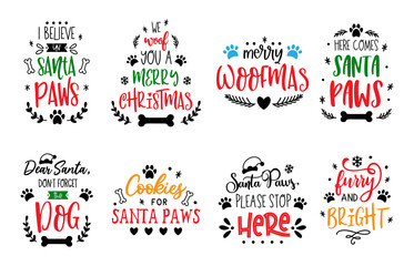 Christmas dog saying Santa paws quote xmas pet prints