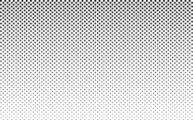 Halftone dot pattern. Gradient texture with gradation. Black halftone gradient pattern with fade on white background. Big graphic geometric poster. Monochrome retro wallpaper. Design element. Vector