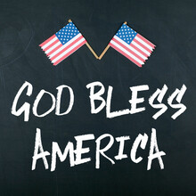 God Bless America Text With Flags