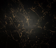 Abstract Art Photography Black Background Painting With Gold Veins Texture