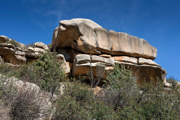 Riscos del Tranco y cistus en La Pedriza del Manzanares. Madrid. España. Europa.