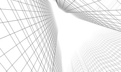 Abstract buildings architectural drawing 3d illustration