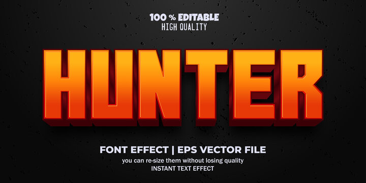 Editable text effect. hunter game text style