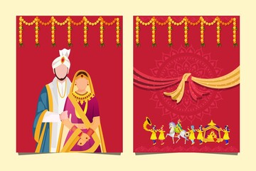 Wall Mural - Indian Wedding Invitation Card Bride and Groom