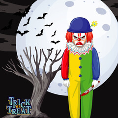 Poster - Killer clown character on full moon background