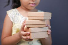 Child Hand Hold Homemade Gift Box