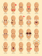 Colorful Cute Peanut Cartoon Set with Various Expression