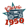 vintage 1950 Classic radio, 1950 birthday typography design