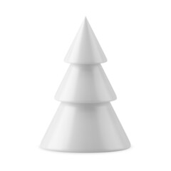 Wall Mural - Clean white decorative abstract minimalistic Christmas tree toy realistic vector illustration