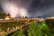 summer night fireworks above the kremlin at end of day of the city in Tula, Russia