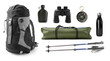 © New Africa - Set with different camping equipment on white background