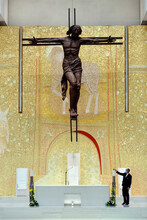 Statue Of Jesus Christ Crucified On A Cross By Catherine Green, Basilica Of The Holy Trinity, Fatima, Centro, Portugal