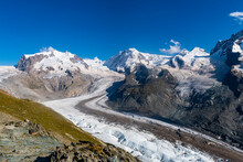Mountains And Glacier On The Pennine Alps, Gornergrat, Zermatt, Valais, Switzerland