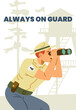 Banner for guard ranger forces of forest or reserve, flat vector illustration.