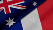 © patera - 3D Rendering of two flags from Commonwealth of Australia and French Republic together with fabric texture, bilateral relations, peace and conflict between countries, great for background