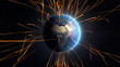 © Framestock - 3D Render of radio signals around Earth globe
