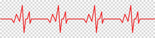 Pulse Line Vector Template. Heart Pulse, One Line, Cardiogram Sign, Heartbeat. Vector Illustration Isolated On Transparent Background