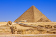 The great pyramids and Sphinx monument in Giza, Cairo, Egypt